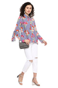 Floral Striped Bell Sleeve Casual Shirt - MODA ELEMENTI