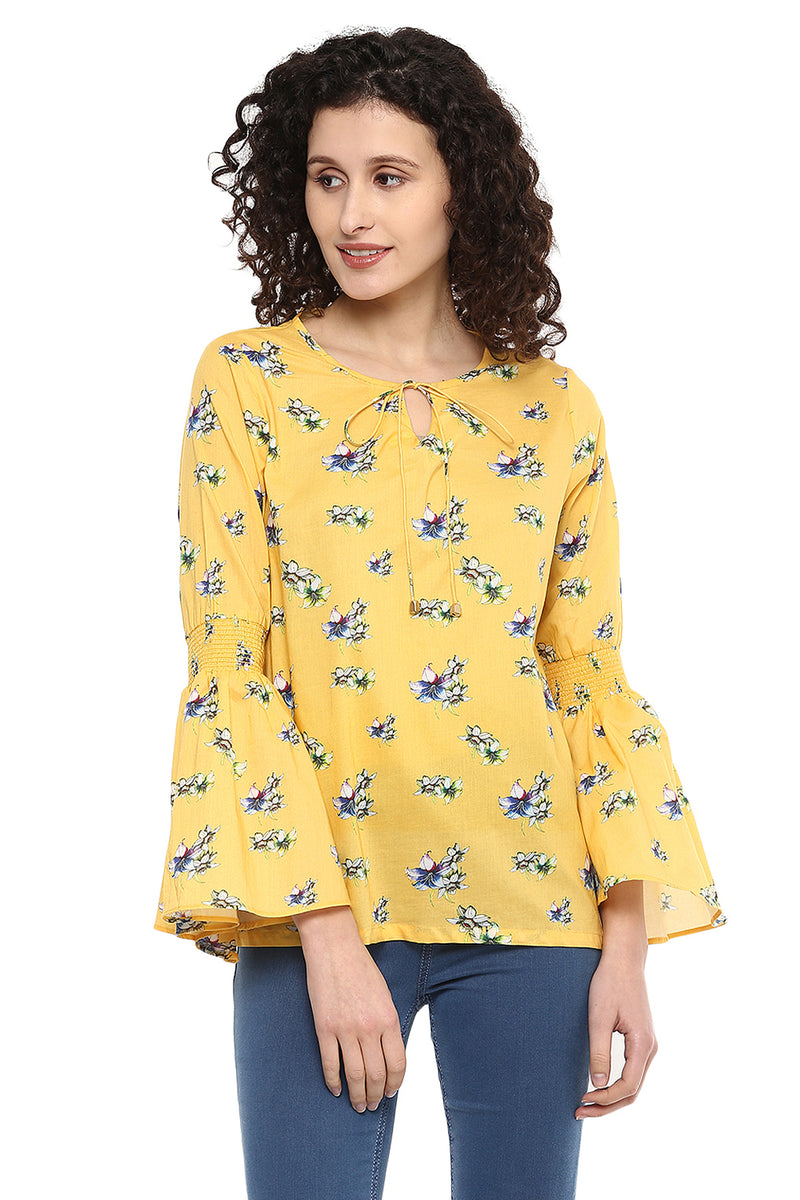 Front Tie Bell Sleeve Casual Top - MODA ELEMENTI