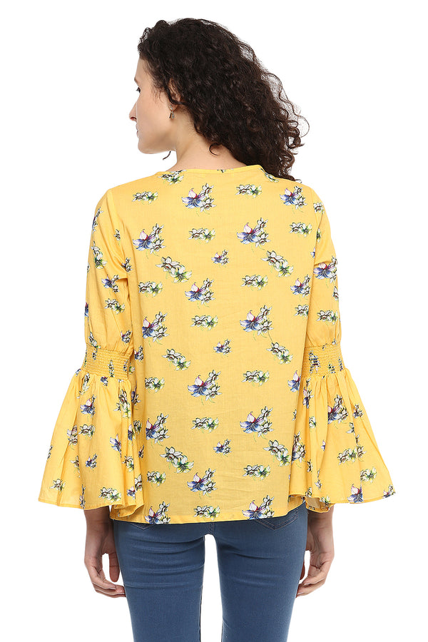 Front Tie Bell Sleeve Casual Top - MODA ELEMENTI