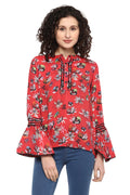 Floral Printed Bell Sleeve Casual Top - MODA ELEMENTI