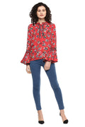 Floral Printed Bell Sleeve Casual Top - MODA ELEMENTI