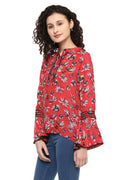 Floral Printed Bell Sleeve Casual Top - MODA ELEMENTI