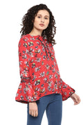 Floral Printed Bell Sleeve Casual Top - MODA ELEMENTI