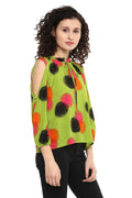 Abstract Balls Cold Shoulder Top