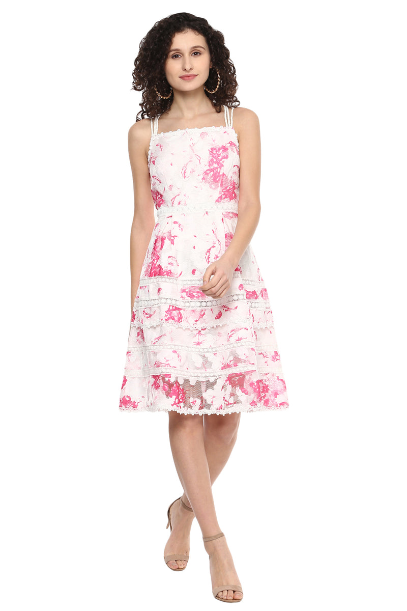 Floral Detail Skater Dress - MODA ELEMENTI